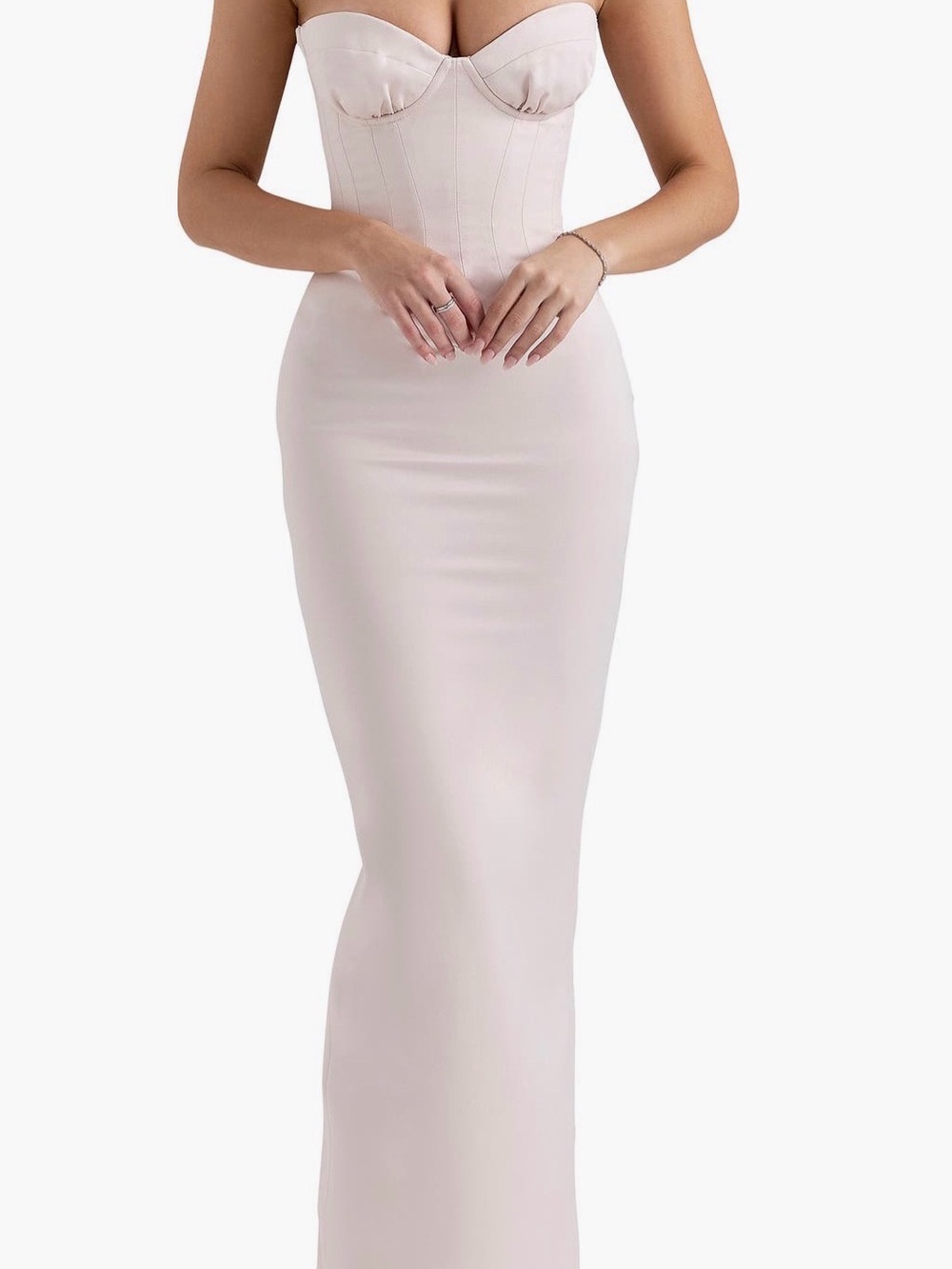 House of CB Strapless Maxi Pencil Skirt in Light Blush